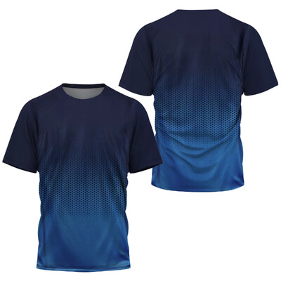 Tricou cu imprimeu cu dungi degradate la modă pentru bărbați Tenis de masă pentru badminton Îmbrăcăminte de antrenament Topuri de vară Tricou sport casual cu gâtul în formă de O