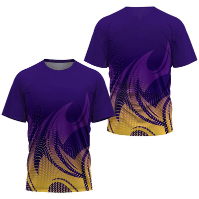 Tricou cu imprimeu cu dungi degradate la modă pentru bărbați Tenis de masă pentru badminton Îmbrăcăminte de antrenament Topuri de vară Tricou sport casual cu gâtul în formă de O