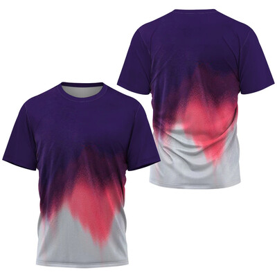 Tricou cu imprimeu cu dungi degradate la modă pentru bărbați Tenis de masă pentru badminton Îmbrăcăminte de antrenament Topuri de vară Tricou sport casual cu gâtul în formă de O