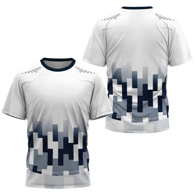 Tricou cu imprimeu cu dungi degradate la modă pentru bărbați Tenis de masă pentru badminton Îmbrăcăminte de antrenament Topuri de vară Tricou sport casual cu gâtul în formă de O
