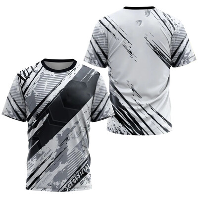 Tricou cu imprimeu cu dungi degradate la modă pentru bărbați Tenis de masă pentru badminton Îmbrăcăminte de antrenament Topuri de vară Tricou sport casual cu gâtul în formă de O