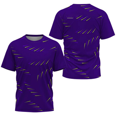 Tricou cu imprimeu cu dungi degradate la modă pentru bărbați Tenis de masă pentru badminton Îmbrăcăminte de antrenament Topuri de vară Tricou sport casual cu gâtul în formă de O