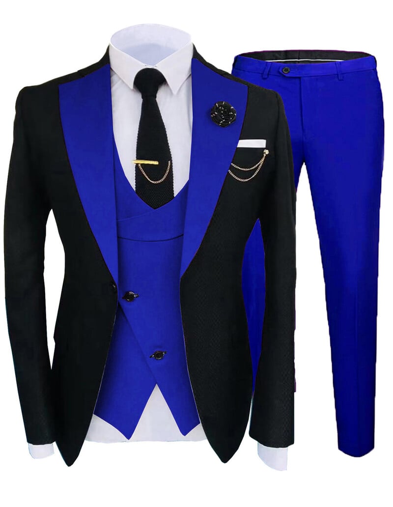 Foreign trade new men`s suit three-piece suit, jacket, vest, pants, groom suit, groom suit, performance dance