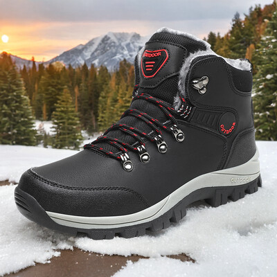 Snow Boots Ανδρικά αδιάβροχα δερμάτινα πάνινα παπούτσια Μποτάκια αστραγάλου Super ζεστά ανδρικά outdoors αντιολισθητικά Snow Botines Μπότες πεζοπορίας χειμώνα