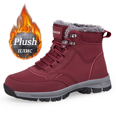 Cizme de zăpadă pentru bărbați de iarnă pentru cuplu pantofi sport impermeabili pentru ocazional cizme pentru bărbați calde de pluș Cizme de drumeție pentru bărbați în aer liber Pantof de călătorie de lucru