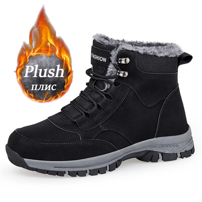 Cizme de zăpadă pentru bărbați de iarnă pentru cuplu pantofi sport impermeabili pentru ocazional cizme pentru bărbați calde de pluș Cizme de drumeție pentru bărbați în aer liber Pantof de călătorie de lucru