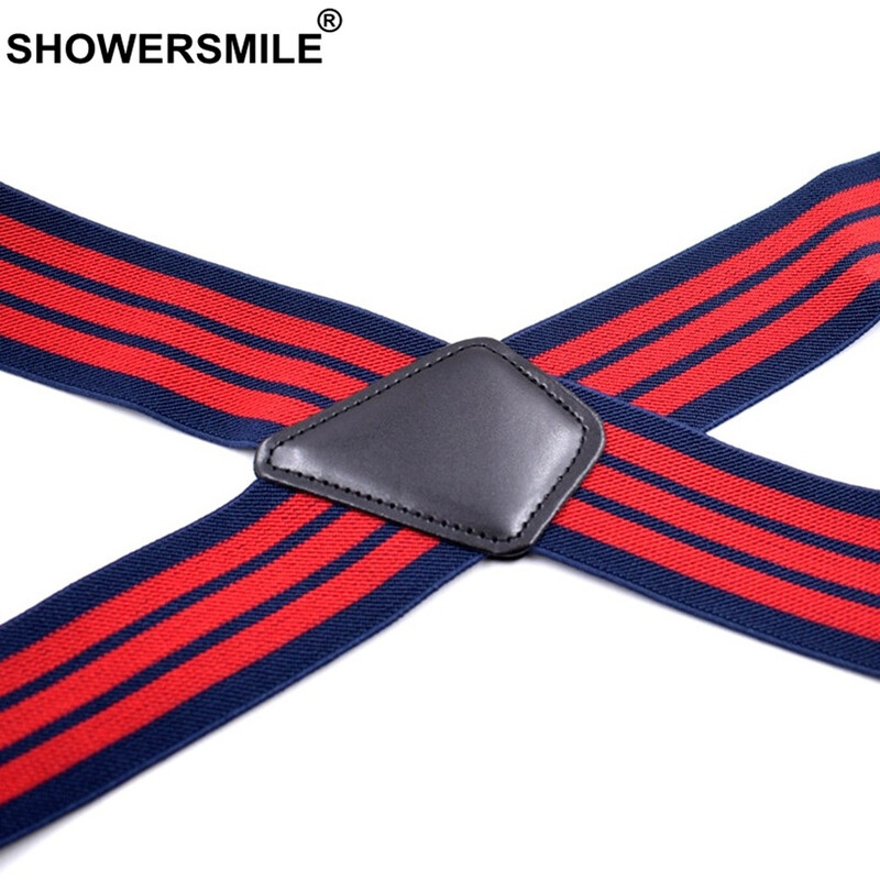 Φαρδιές Ζαρτιέρες Ανδρικές Φαρδιές Τιράντες Κόκκινη Ριγέ Ζαρτιέρες για Άντρες 4 Κλιπ X Πλάτη Ελαστική Επαγγελματική Ανδρική Ζαρτιέρες 120cm*5cm