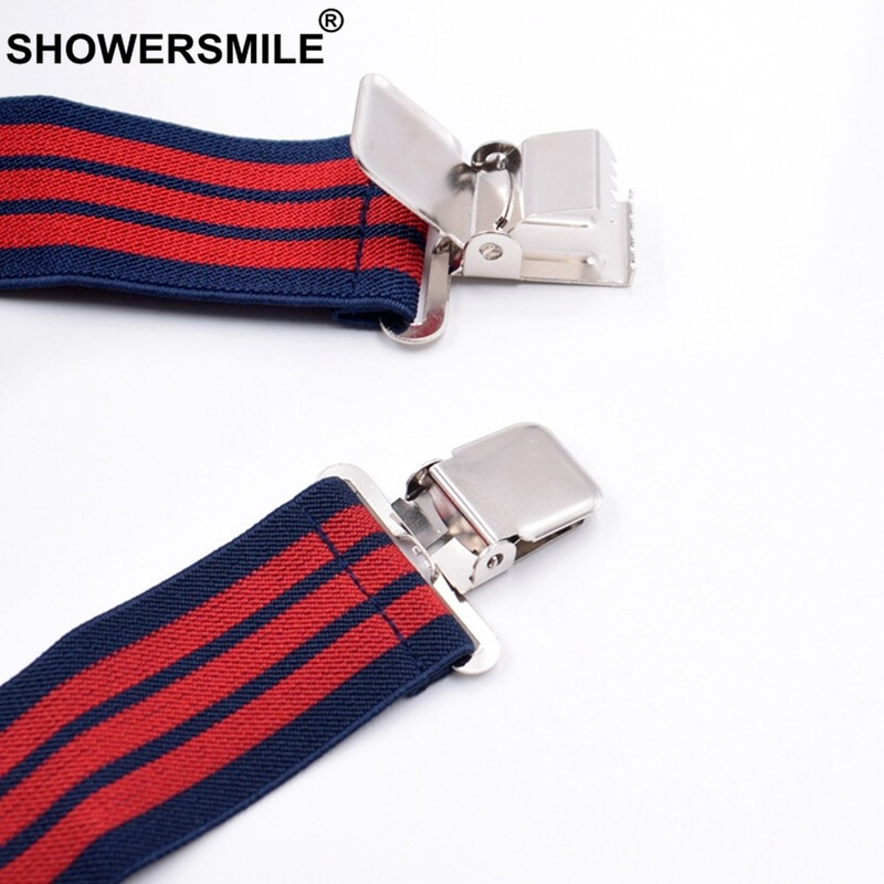 Φαρδιές Ζαρτιέρες Ανδρικές Φαρδιές Τιράντες Κόκκινη Ριγέ Ζαρτιέρες για Άντρες 4 Κλιπ X Πλάτη Ελαστική Επαγγελματική Ανδρική Ζαρτιέρες 120cm*5cm