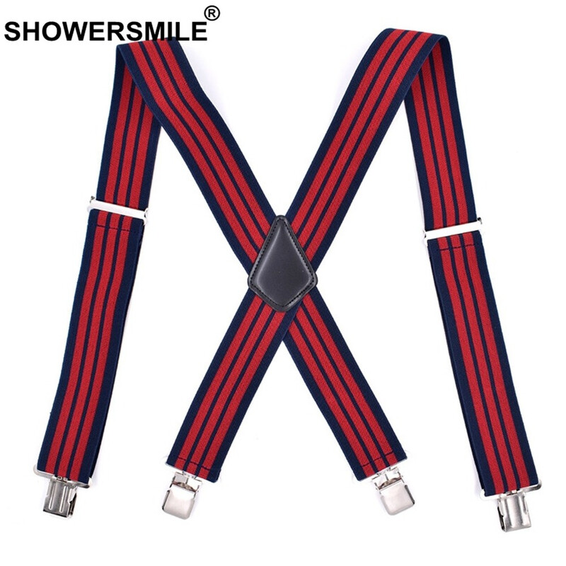 Φαρδιές Ζαρτιέρες Ανδρικές Φαρδιές Τιράντες Κόκκινη Ριγέ Ζαρτιέρες για Άντρες 4 Κλιπ X Πλάτη Ελαστική Επαγγελματική Ανδρική Ζαρτιέρες 120cm*5cm