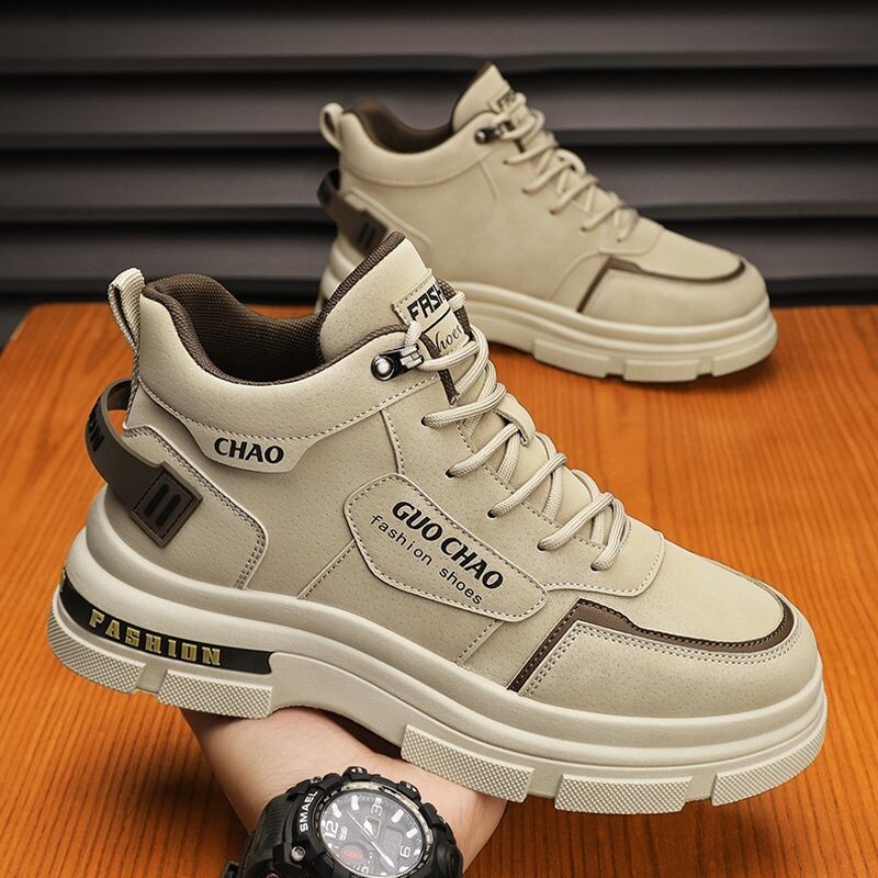 Ziemas vīriešu zābaki 2025. gada jauni plīša augsti modeļi, silti, kokvilnas apavi Cargo apavi Īsi zābaki, šņorējami, platforma, sniega zābaki, kedas