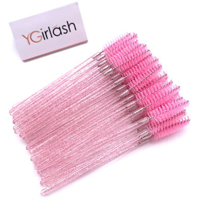 YGirlash 50 ks aplikátor na mihalnice Lash Swans Crystal Eyelash jednorazový diamantový aplikátor s nylonovou maskarou, štetec na kozmetické nástroje