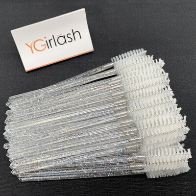 YGirlash 50 ks aplikátor na mihalnice Lash Swans Crystal Eyelash jednorazový diamantový aplikátor s nylonovou maskarou, štetec na kozmetické nástroje