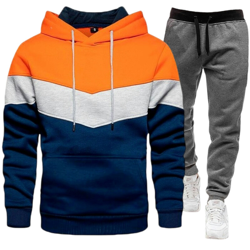 Vīriešu komplekti Hoodie+bikses rudens ziemas džemperis ar kapuci Sporta bikses Modes Slim Fit vīriešu komplekts Hoodie Bikses Hip Hop Pulovers Hoody