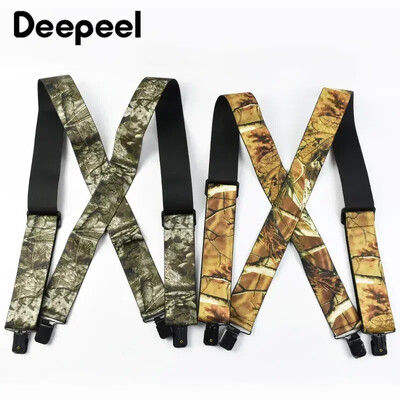 Deepeel 5*115cm Ανδρικές Ζαρτιέρες Καμουφλάζ X-Type 4 Κλιπ Ρυθμιζόμενες Ανδρικές Ζαρτιέρες Ελαστικές Φαρδιές Τιράντες Μόδα Ανδρικό Jockstrap