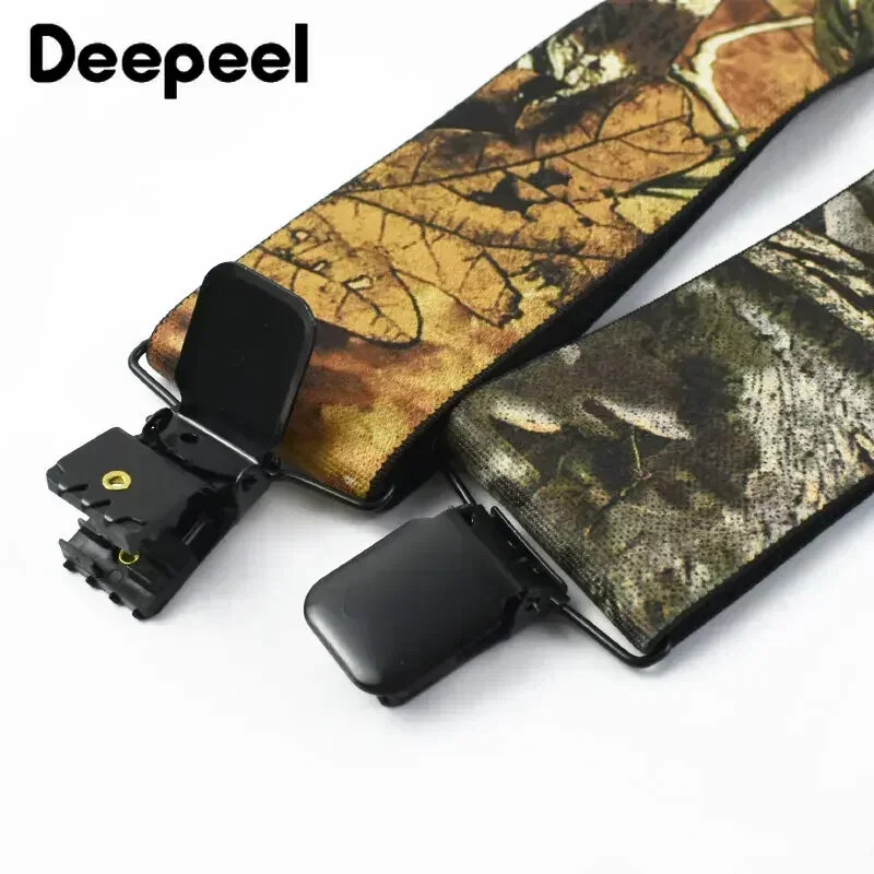 Deepeel 5*115cm terepszínű férfi nadrágtartó X-Type 4 kapcsos állítható férfi függőágy rugalmas széles merevítők divatos férfi pánt