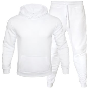 Νέο ανδρικό κοστούμι Hoodie Αθλητικά Μόδα φλις φούτερ δύο τεμαχίων casual μακρυμάνικο μονόχρωμο σετ παντελόνι Jogger με κουκούλα