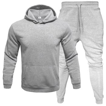 Νέο ανδρικό κοστούμι Hoodie Αθλητικά Μόδα φλις φούτερ δύο τεμαχίων casual μακρυμάνικο μονόχρωμο σετ παντελόνι Jogger με κουκούλα