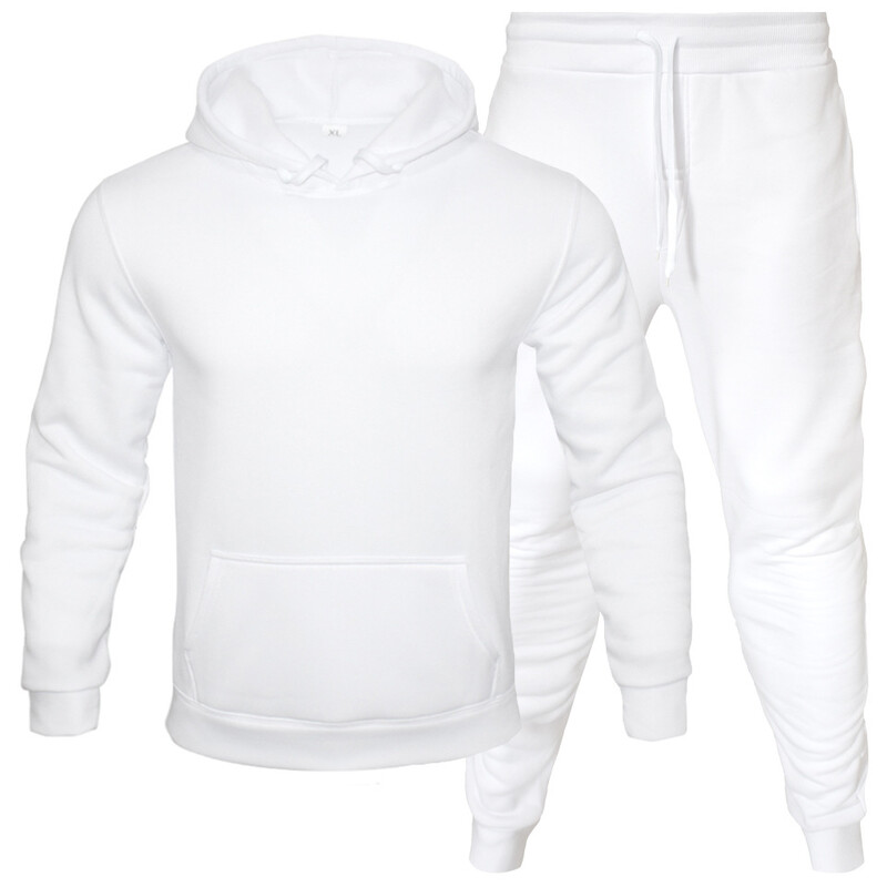 Нов мъжки костюм Суичър с качулка Спортно облекло Моден суичър от полар Ежедневен суичър от две части с дълъг ръкав Едноцветен суичър с качулка Комплект панталони за джогинг Горнище