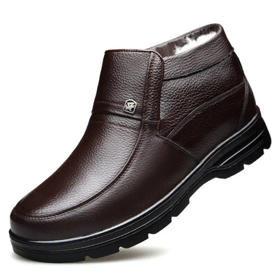 Ehtsast nahast Meeste saapad Super soojad poolsaapad meestele villased lumesaapad kleit kingad talvekingad meeste vabaaja kingad 2024