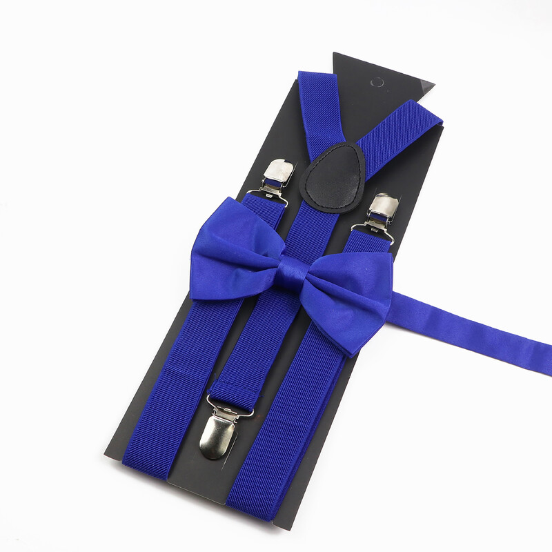 Divat Férfi Gyerek Sötétkék Királykék Szuszpenziós csokornyakkendő Szettek Elasztikus Y-hátú pántok Pillangó Esküvői Vőfély póló Kiegészítő