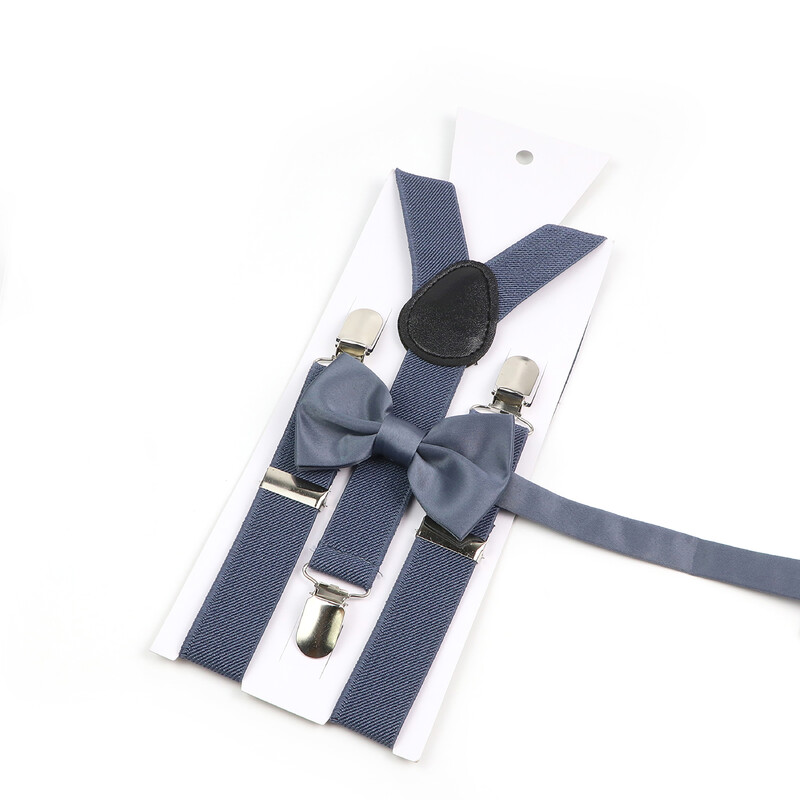 Divat Férfi Gyerek Sötétkék Királykék Szuszpenziós csokornyakkendő Szettek Elasztikus Y-hátú pántok Pillangó Esküvői Vőfély póló Kiegészítő