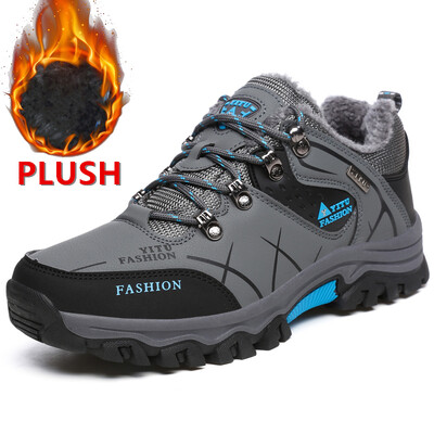 Ανδρικές χειμερινές μπότες χιονιού Αδιάβροχα δερμάτινα πάνινα παπούτσια Super Warm ανδρικές μπότες πλατφόρμας Ανδρικές μπότες πεζοπορίας εξωτερικού χώρου Παπούτσια εργασίας Plus Size