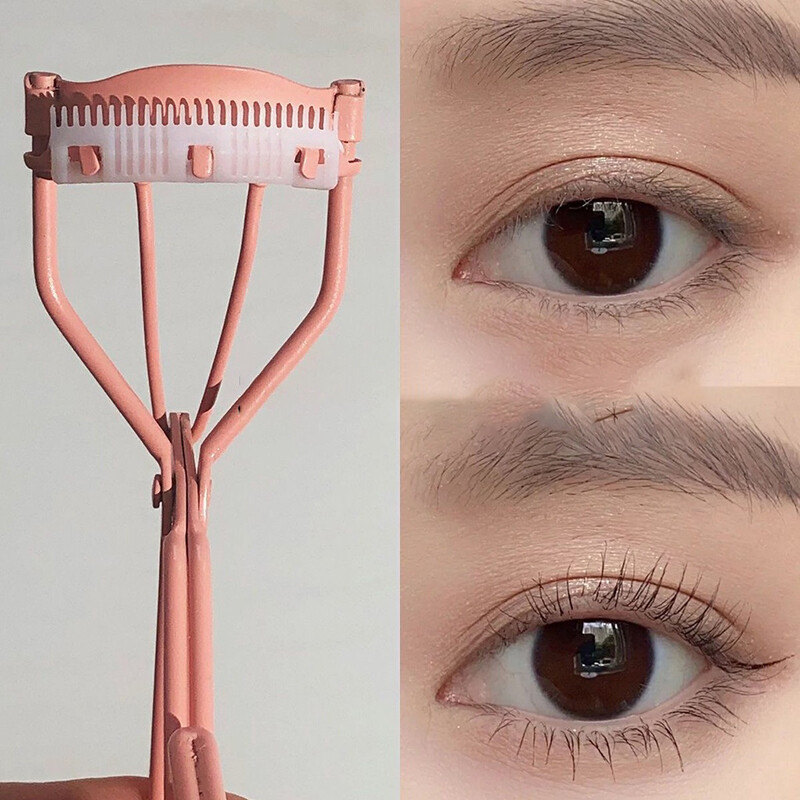 Rozā skropstu atlokotājs ar skropstu ķemmi Rokā turams Ilgnoturīgs Metāla Skropstu Atlocīšanas Saspraude Big Eye Kosmētikas instrumenti Sieviešu skaistumkopšanas instrumenti