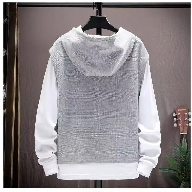 Hanorac cu glugă pentru bărbați, de toamnă, cu mânecă lungă, set de 2 piese, cu imprimare, bloc de culoare, costum sport casual