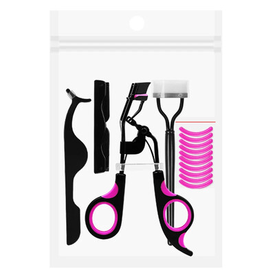 Извивачка за мигли 4 в 1 Комплект извивачки за мигли за жени Извивачка за мигли Четка за удължаване Пинцети Гребен за вежди Естествени мигли