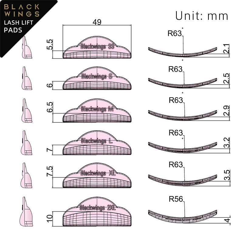 Super 6 dimensiuni pentru ondulator de permanentă pentru gene Tampoane pentru permanentă pentru gene Tije pentru LashLift Silicon pentru gene Machiaj și frumusețe