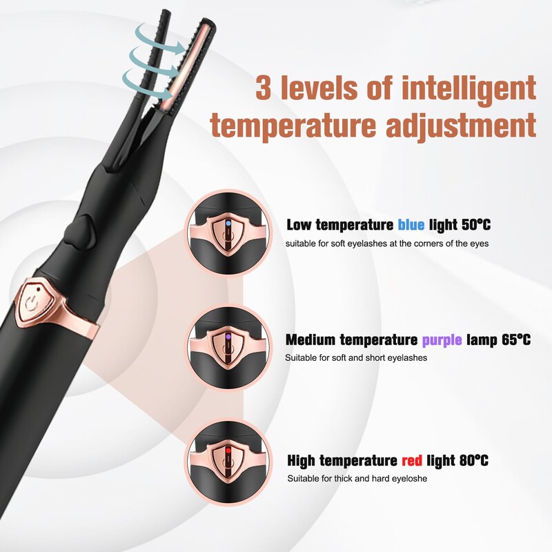 Elektriskais apsildāms skropstu atliecējs, USB uzlādējams skropstu atliecējs, tiek izmantots, lai skropstas ātri un dabiski saritinātos ar 24 st.