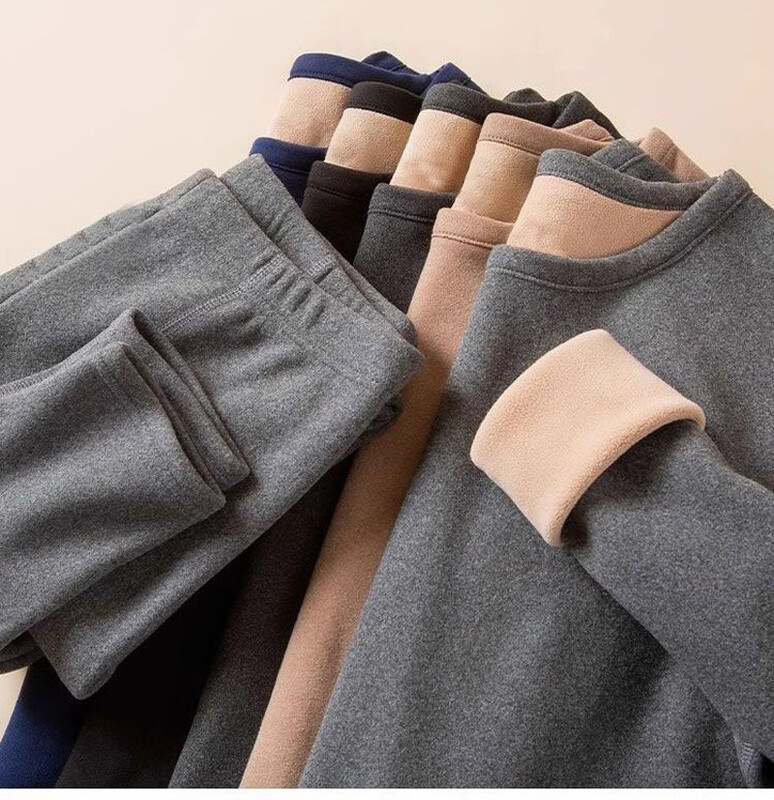 Seturi de lenjerie de corp termică pentru bărbați Căldură de iarnă Bază elastică înaltă Gros și cald Topuri pentru bărbați Pantaloni Lenjerie de schi