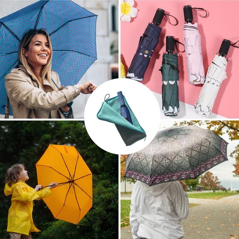 Skėčio krepšys Šenilinis lauko skėčių laikymo krepšys su užtrauktuku, greitai džiūstančiu skėčio dangteliu Super sugeriantis krepšys