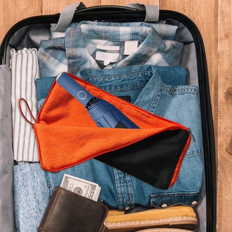 Skėčio krepšys Šenilinis lauko skėčių laikymo krepšys su užtrauktuku, greitai džiūstančiu skėčio dangteliu Super sugeriantis krepšys