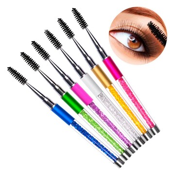 Υψηλής ποιότητας βούρτσα βλεφαρίδων Crystal Long Screw Eye Lash Curler Brown Comb Brush Makeup Mascara Πολύχρωμο καλλυντικό εργαλείο