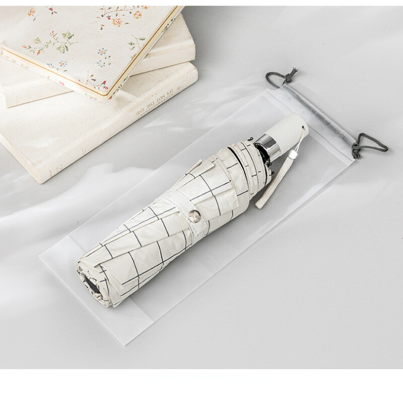 Permatomas plastikinis maišelis skėčio laikymo krepšys Daugkartinis nešiojamasis skėčio sutraukiamas virvelės laikymo dangtelis kelioninio krepšio tvarkytuvui