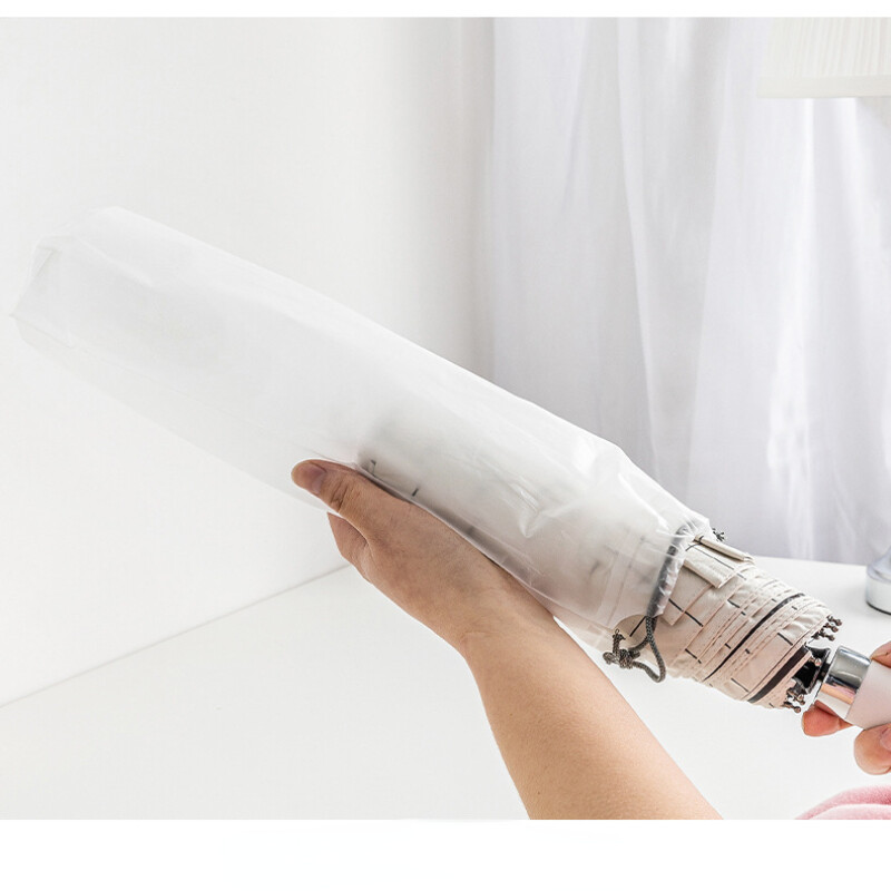 Permatomas plastikinis maišelis skėčio laikymo krepšys Daugkartinis nešiojamasis skėčio sutraukiamas virvelės laikymo dangtelis kelioninio krepšio tvarkytuvui