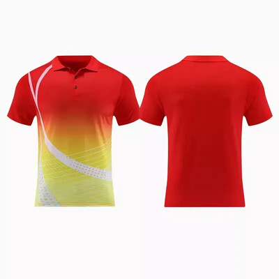 Νέα ανδρική γυναικεία φανέλα επιτραπέζιας αντισφαίρισης Quick Dry αθλητική φόρμα προπόνησης με κοντό μανίκι Τυπωμένη ρακέτα τένις