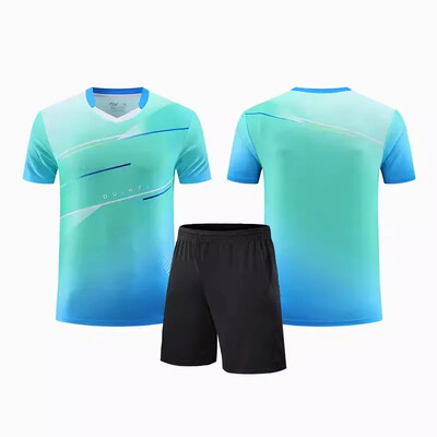 Νέα ανδρική γυναικεία φανέλα επιτραπέζιας αντισφαίρισης Quick Dry αθλητική φόρμα προπόνησης με κοντό μανίκι Τυπωμένη ρακέτα τένις