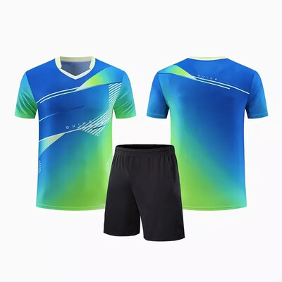 Νέα ανδρική γυναικεία φανέλα επιτραπέζιας αντισφαίρισης Quick Dry αθλητική φόρμα προπόνησης με κοντό μανίκι Τυπωμένη ρακέτα τένις