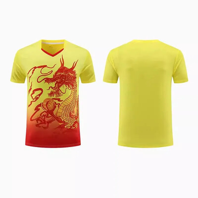 Νέα ανδρική γυναικεία φανέλα επιτραπέζιας αντισφαίρισης Quick Dry αθλητική φόρμα προπόνησης με κοντό μανίκι Τυπωμένη ρακέτα τένις