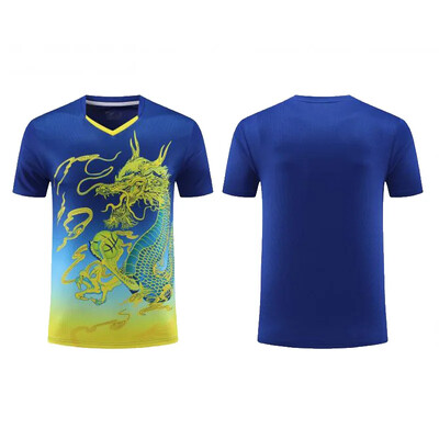 Νέα ανδρική γυναικεία φανέλα επιτραπέζιας αντισφαίρισης Quick Dry αθλητική φόρμα προπόνησης με κοντό μανίκι Τυπωμένη ρακέτα τένις