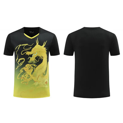 Νέα ανδρική γυναικεία φανέλα επιτραπέζιας αντισφαίρισης Quick Dry αθλητική φόρμα προπόνησης με κοντό μανίκι Τυπωμένη ρακέτα τένις