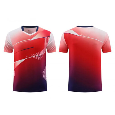 Νέα ανδρική γυναικεία φανέλα επιτραπέζιας αντισφαίρισης Quick Dry αθλητική φόρμα προπόνησης με κοντό μανίκι Τυπωμένη ρακέτα τένις