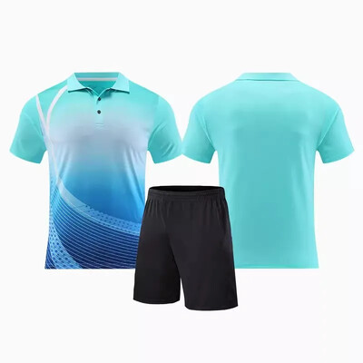 Νέα ανδρική γυναικεία φανέλα επιτραπέζιας αντισφαίρισης Quick Dry αθλητική φόρμα προπόνησης με κοντό μανίκι Τυπωμένη ρακέτα τένις