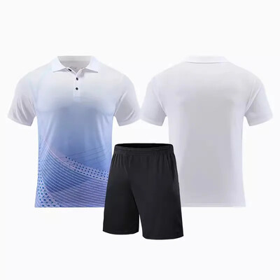 Νέα ανδρική γυναικεία φανέλα επιτραπέζιας αντισφαίρισης Quick Dry αθλητική φόρμα προπόνησης με κοντό μανίκι Τυπωμένη ρακέτα τένις