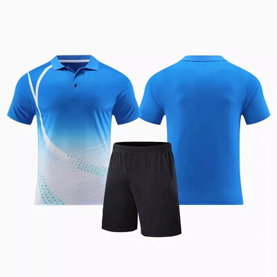 Νέα ανδρική γυναικεία φανέλα επιτραπέζιας αντισφαίρισης Quick Dry αθλητική φόρμα προπόνησης με κοντό μανίκι Τυπωμένη ρακέτα τένις