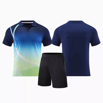 Νέα ανδρική γυναικεία φανέλα επιτραπέζιας αντισφαίρισης Quick Dry αθλητική φόρμα προπόνησης με κοντό μανίκι Τυπωμένη ρακέτα τένις