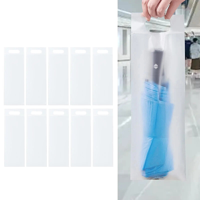 10 * összecsukható esernyőtároló vízálló táska nedves hordtáska, újrafelhasználható esernyőhuzat utazási áttetsző húzózsinór zsebhez