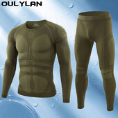 Oulylan Set de lenjerie termică de schi pentru bărbați pentru sport, costume pentru gimnastică, costum de compresie, haine pentru alergare, fitness, culturism, dresuri de antrenament